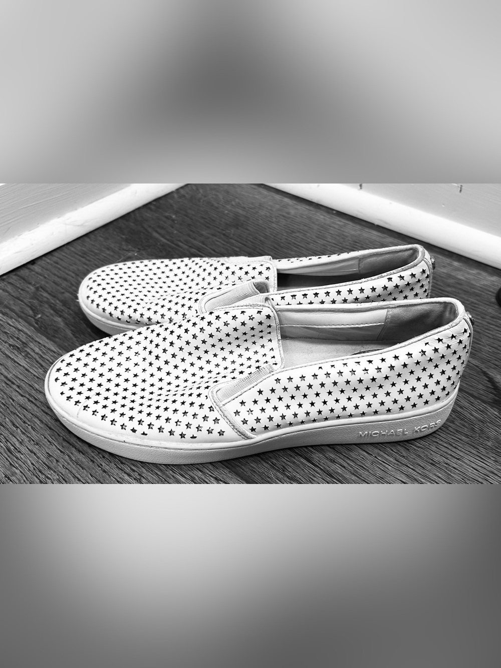 MICHAEL Michael Kors White Star-Perforation Slip-On Sneakers